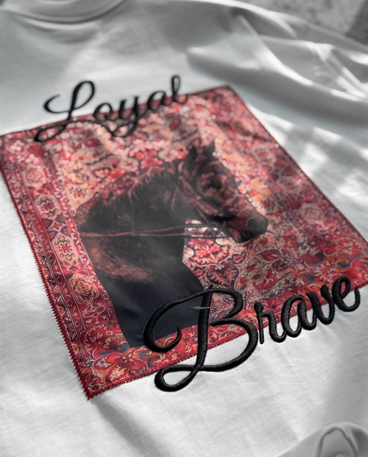 Oversized cotton shirt - horse print