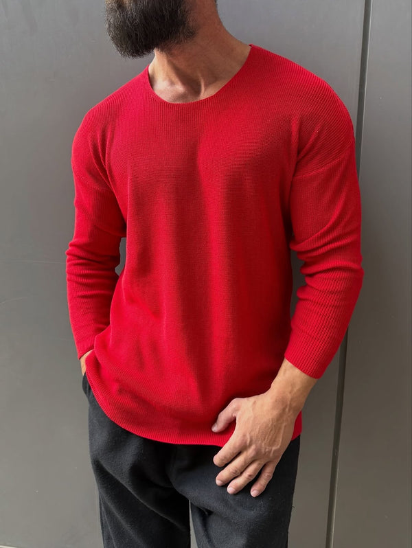 Knitwear oversized shirt - red 0062
