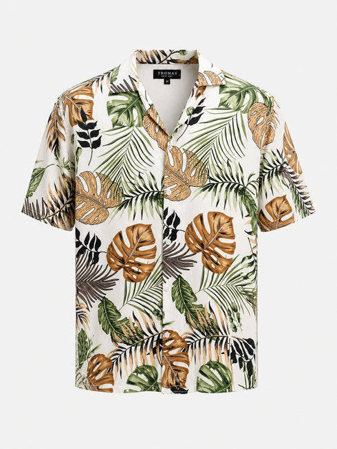 Tropical Leaf Print Shirt – Sand Palm Edition (0191)