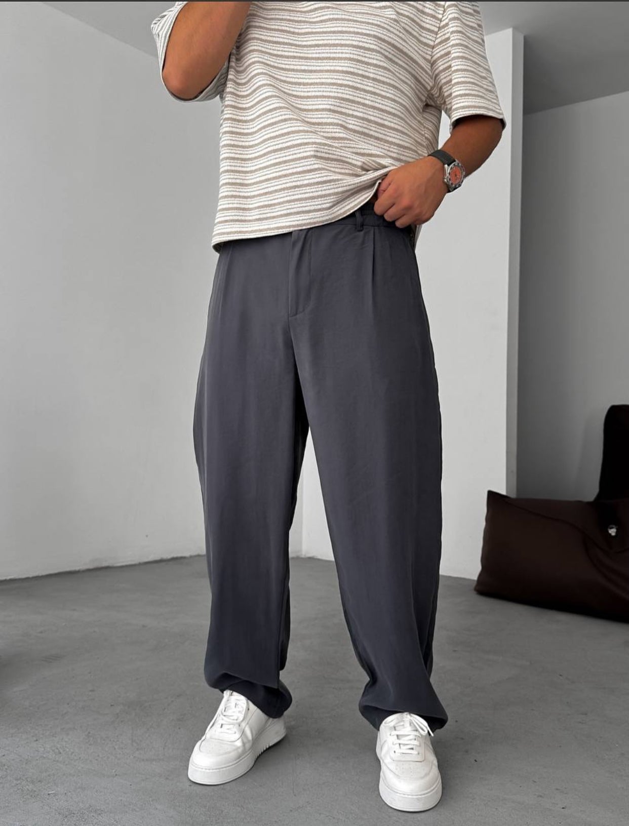 Relaxed pants - gray 0066