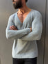 Knitwear oversized shirt - gray 0058