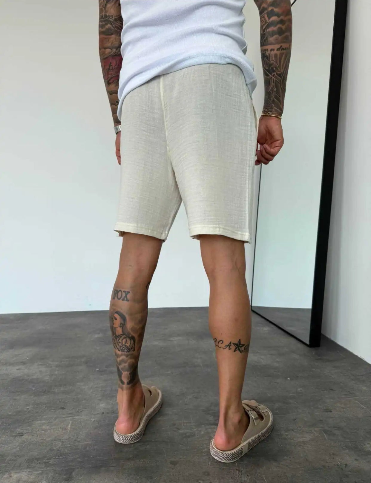 Muslin Fabric Linen Short - 002 - beige