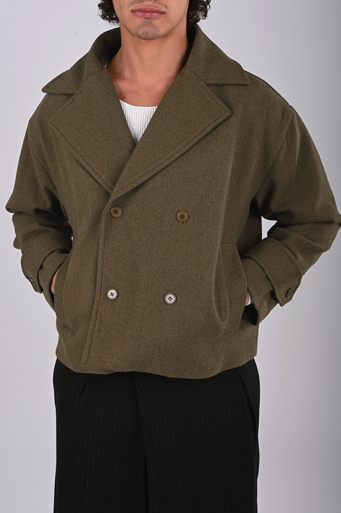 Double Breasted Crop Stamped Jacket - (W-0310)