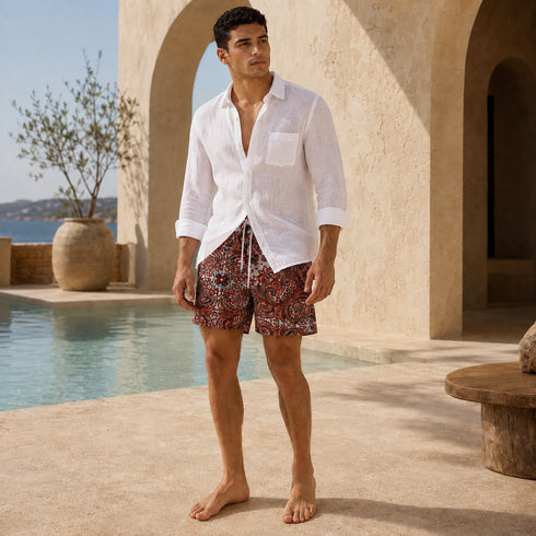 Pink Paisley Shorts - (0274)