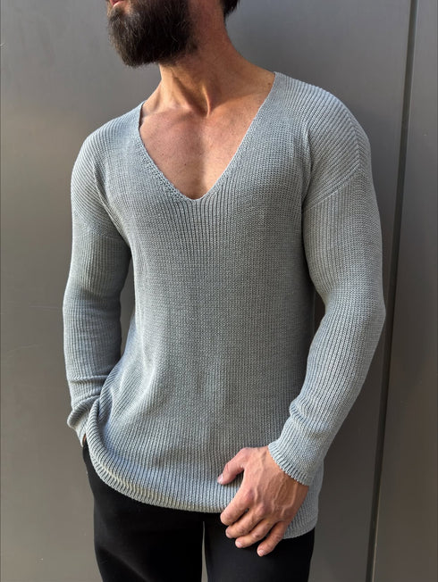 Knitwear oversized shirt - gray 0058