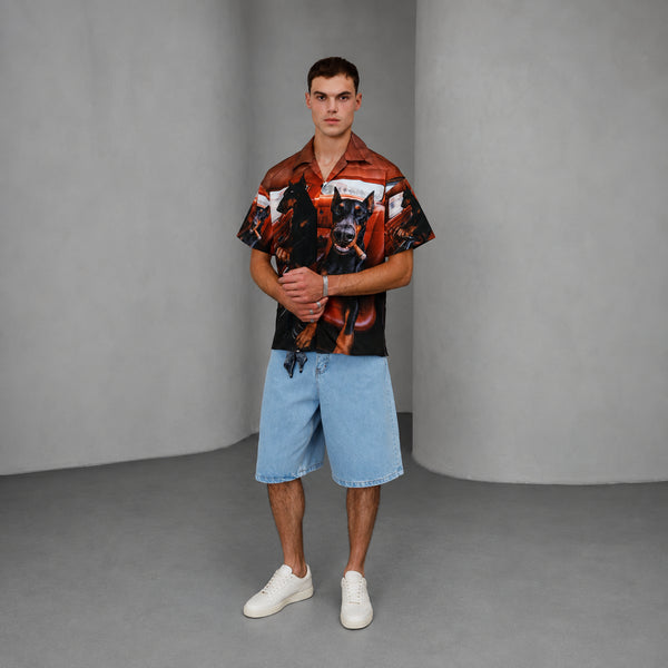 Oversized Graphic Resort Shirt – Burnt Orange (0277)