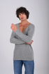 Textured V-Neck Knit Sweater - (W-0058)