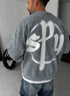 Washed spyware printed sweatshirt / Gray - (0056)