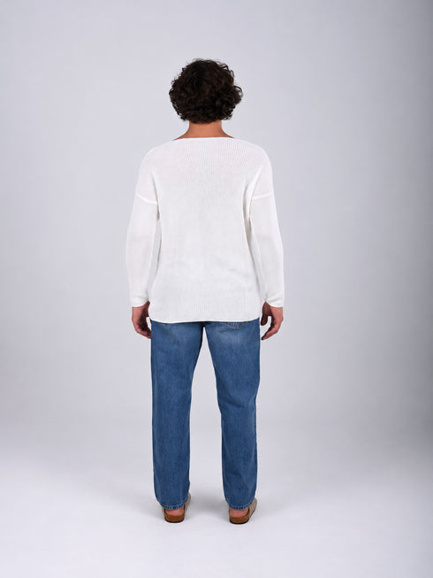 Textured V-Neck Knit Sweater - (W-0058)