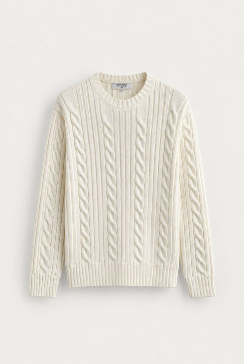 Premium Cable-Knit Crewneck Sweater - (W-0342)