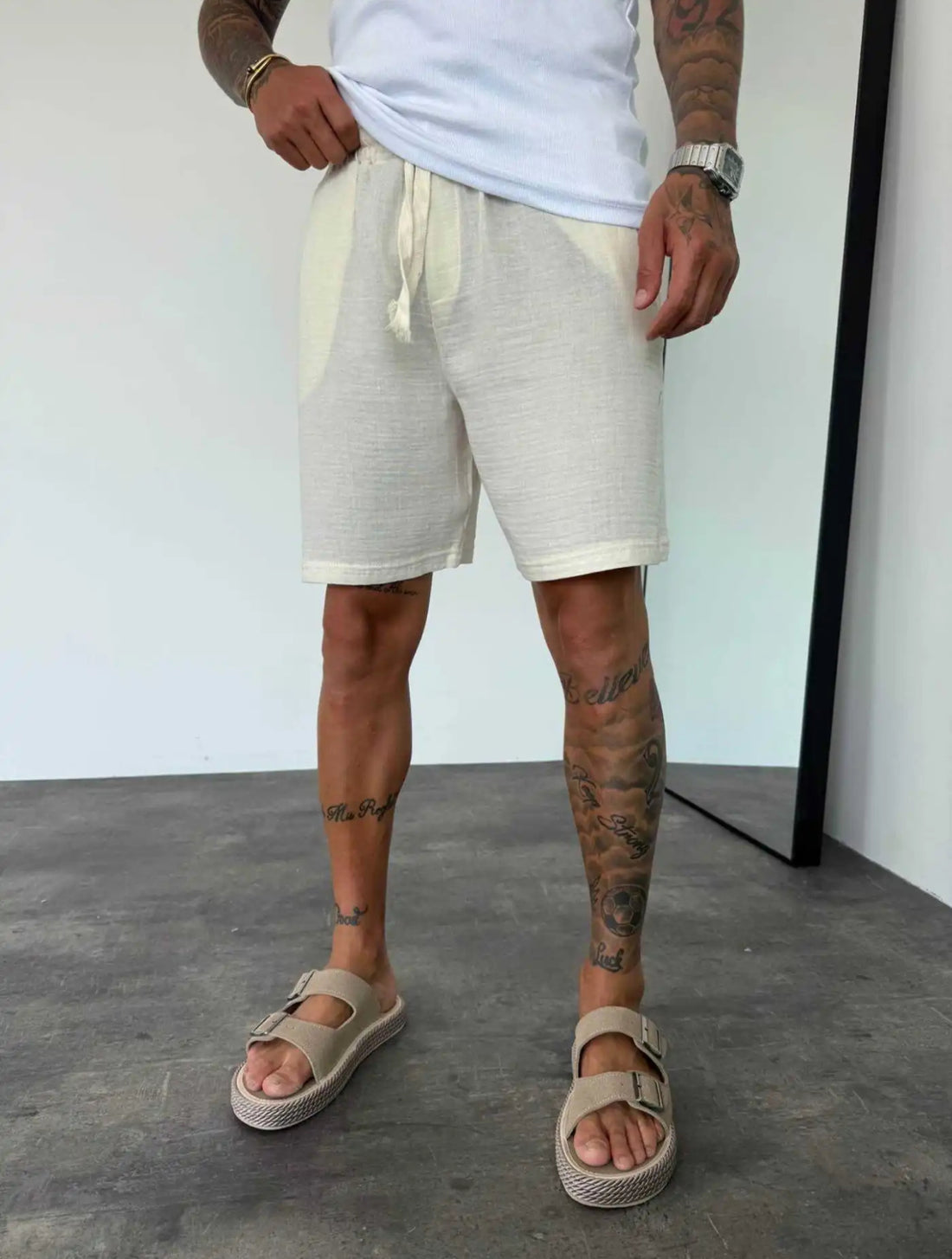 Muslin Fabric Linen Short - 002 - beige