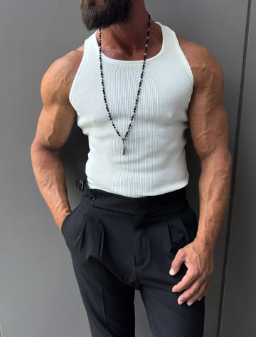 Cotton -Lycra  tanktop - white  0039