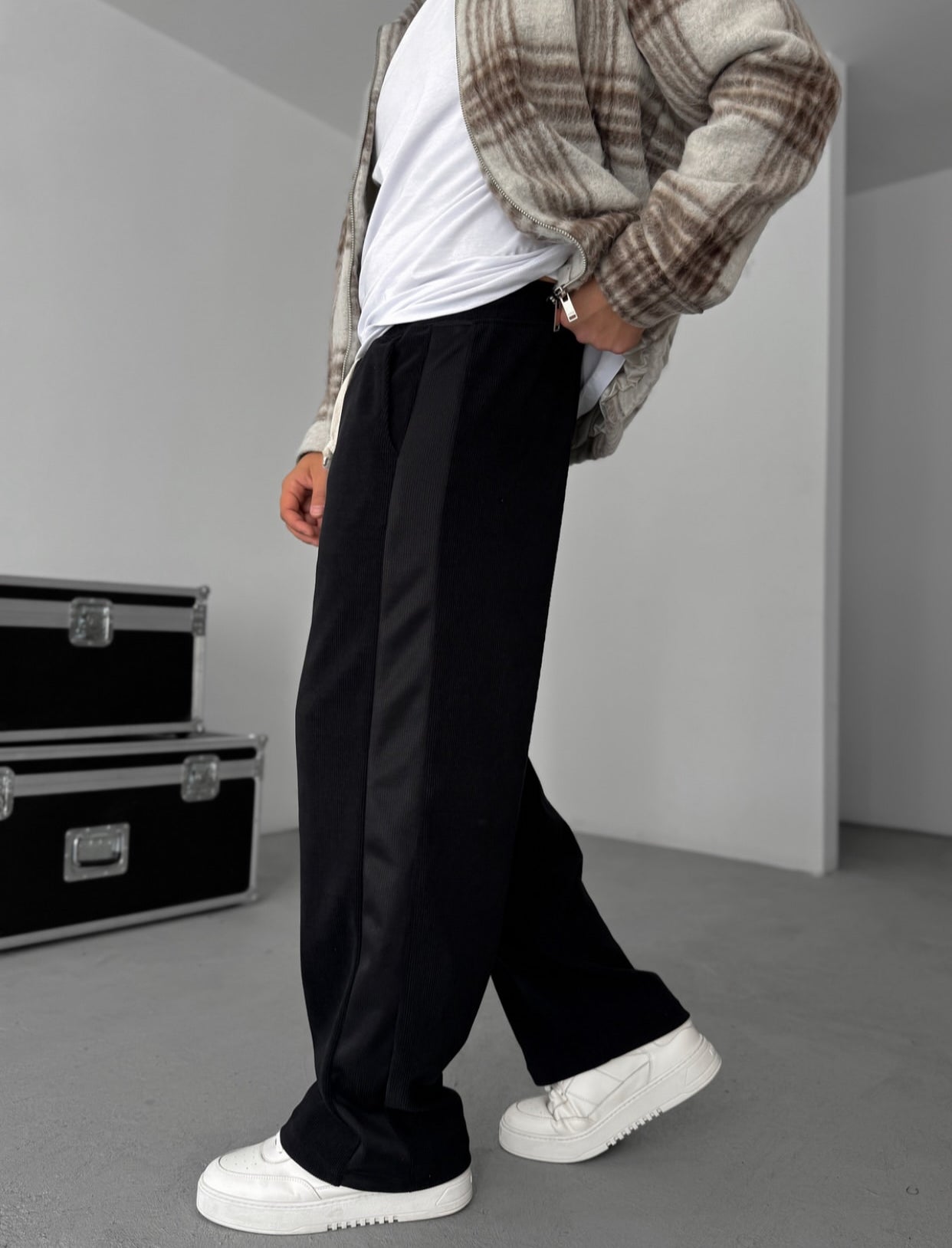 Velvet cotton pants - black  0094