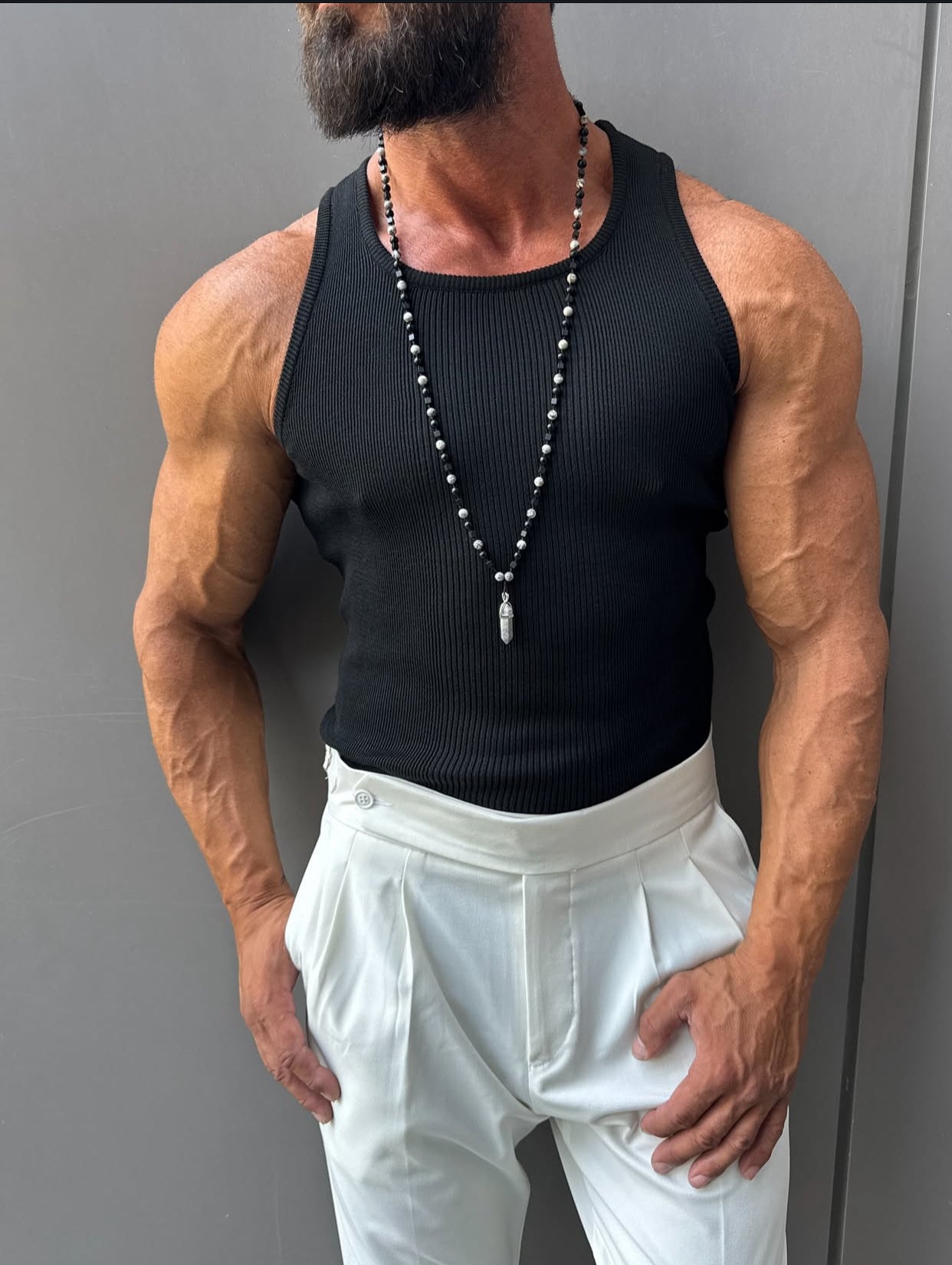 Cotton -Lycra  tanktop - Balck 0039