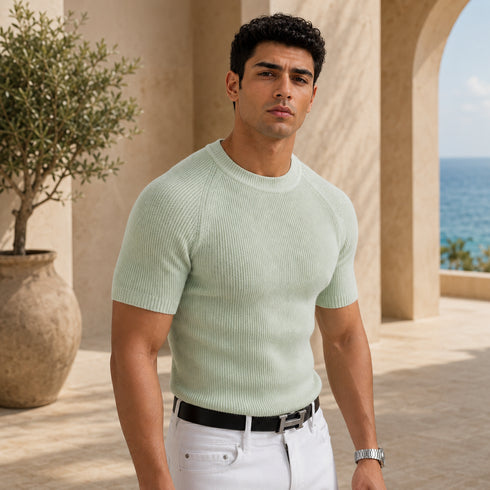 Essential Ribbed Knit T-Shirt – 0018
