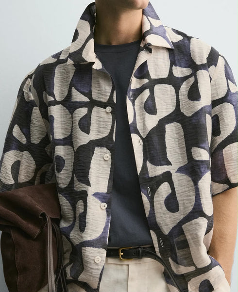 Zara Abstract Print Resort Shirt ( 0296)