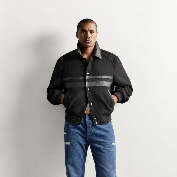 ZARA - COMBINED LEATHER EFFECTED CROPPED FIT JACKET (ZW-0001)