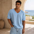 Ribbed V-Neck Knit T-Shirt -(0032)