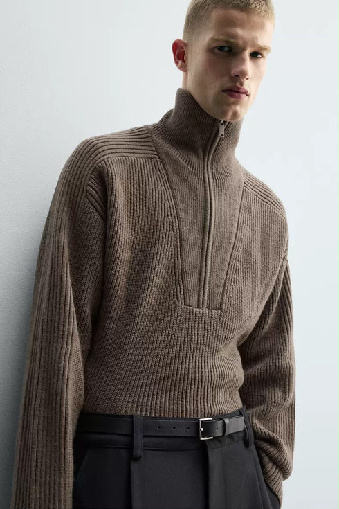 ZARA High-Neck Zip Knit Sweater (ZW-0015)