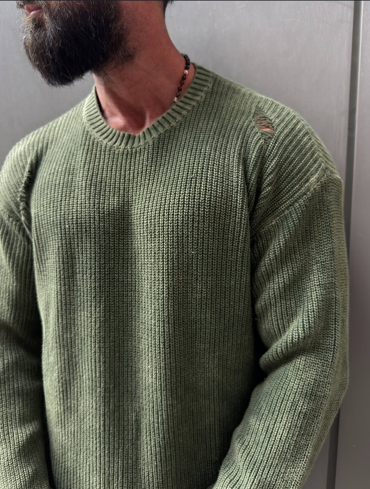 Knitwear oversized shirt - green  0061