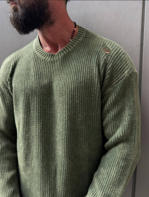 Knitwear oversized shirt - green 0061