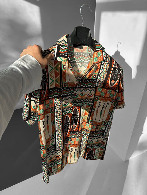 Tribal Print Shirt – Earth Tone Edition (0193)