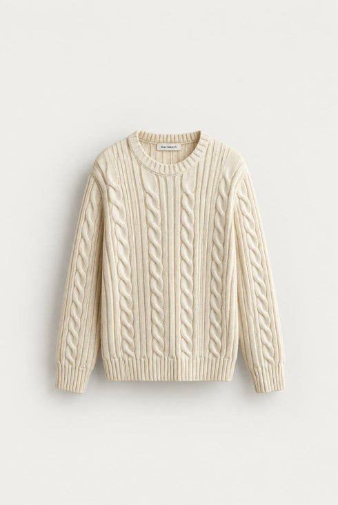 Premium Cable-Knit Crewneck Sweater - (W-0342)