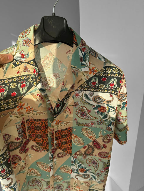 Abstract Print Flow Shirt - (0199)