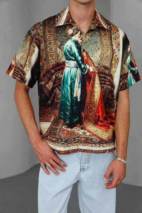 Oversized Persian Art Resort Shirt- (0278)