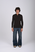 Ribbed Knit Henley Sweater -(W- 0323)