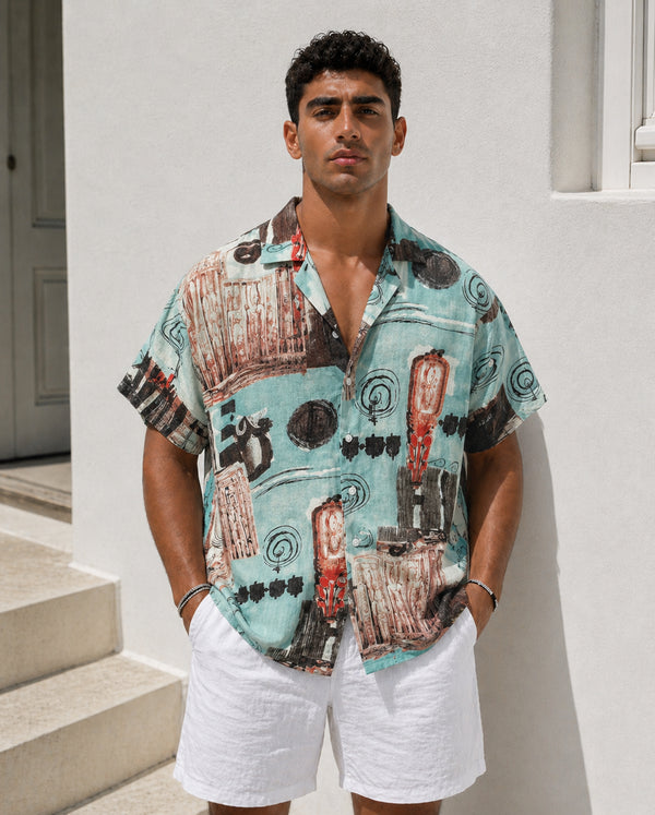 Abstract Resort Shirt – Aqua Vintage Edition (0204)