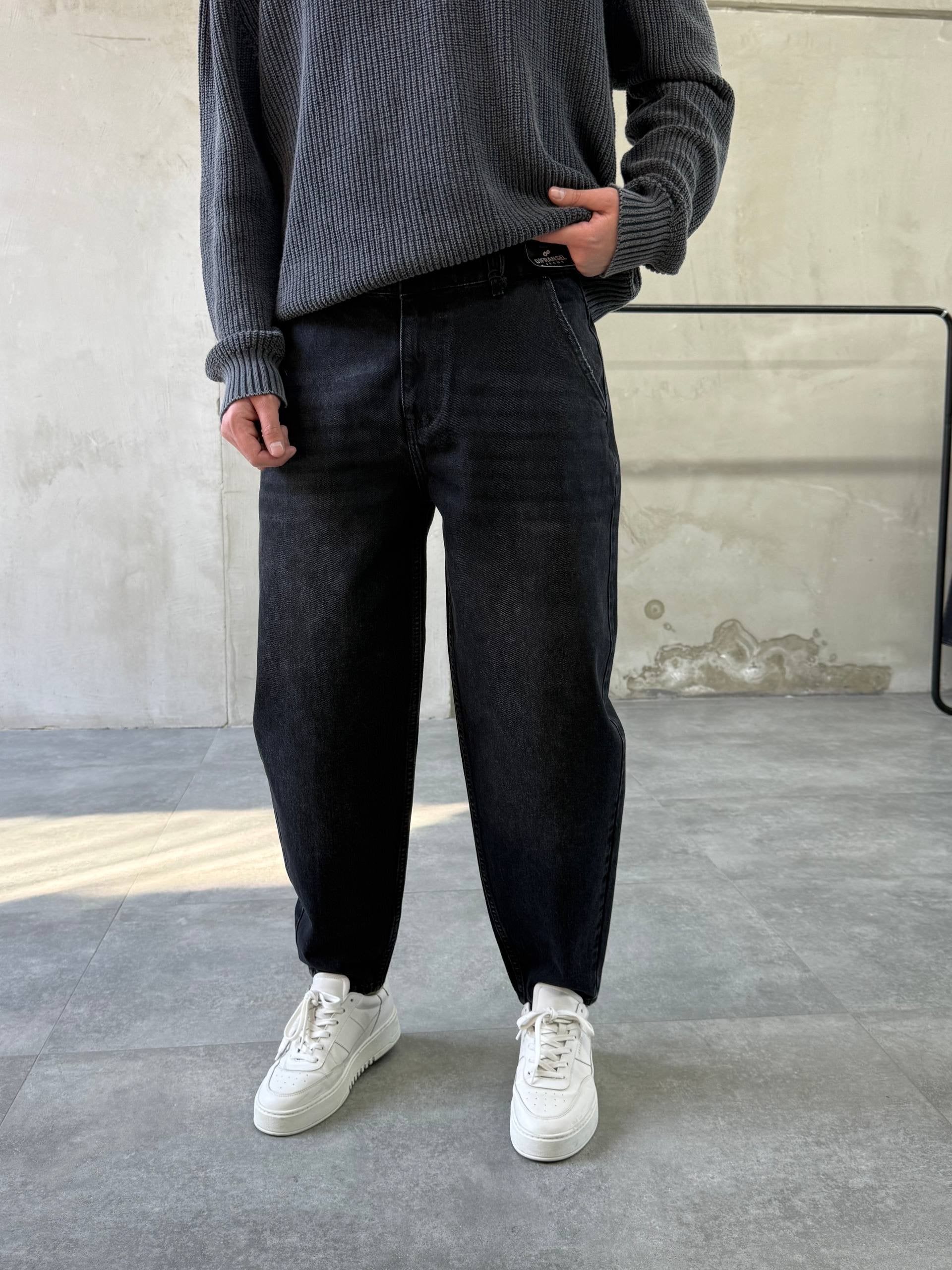 Relaxed Fit Washed Jeans / black Washed Edition - mom fit 3289 - k26