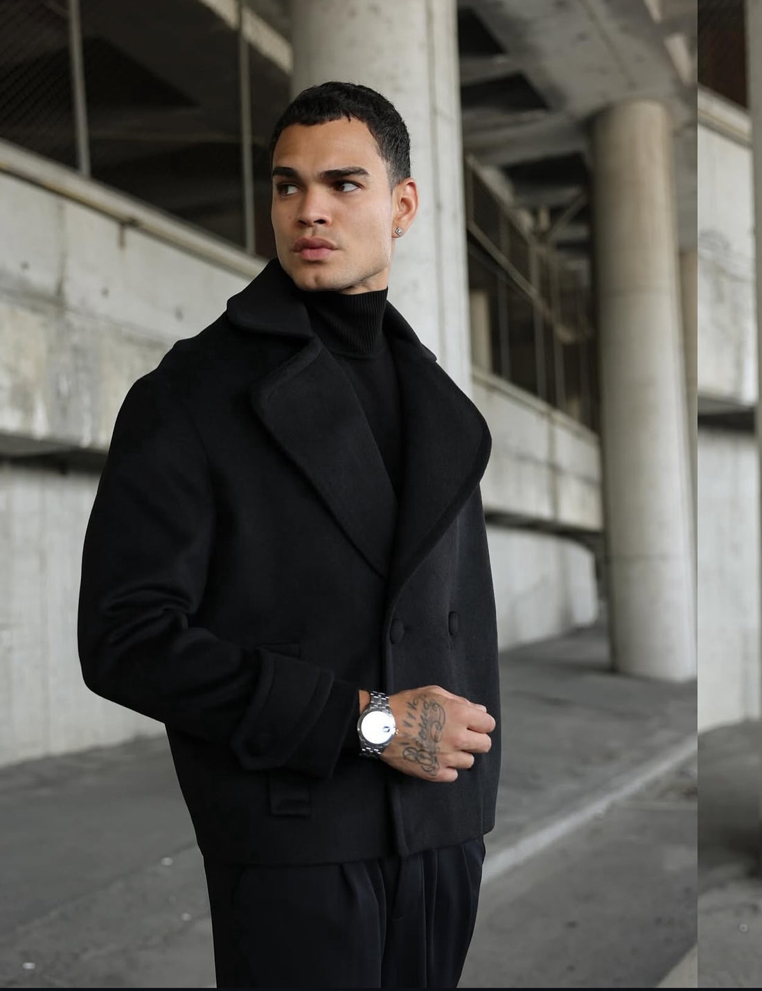 Double Breasted Crop Stamped Jacket  / black  0105