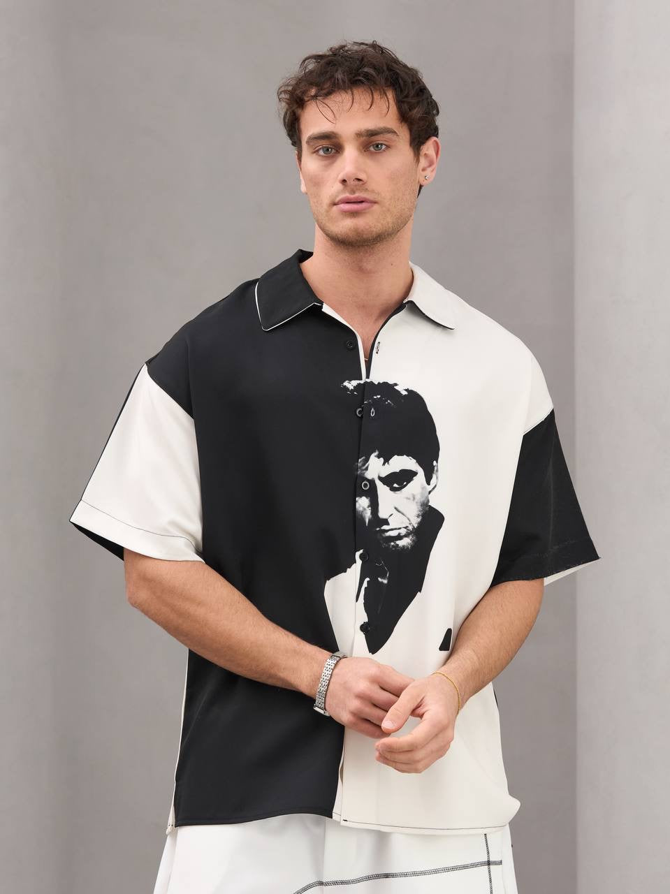 Monochrome Graphic Statement Shirt - 0173