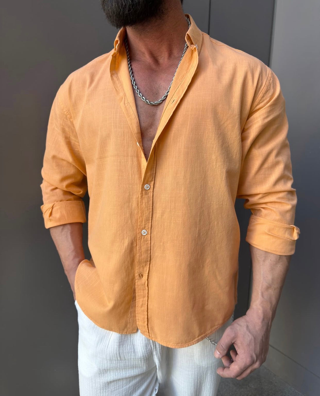 Linen Relaxed Shirt - 0124 - orange