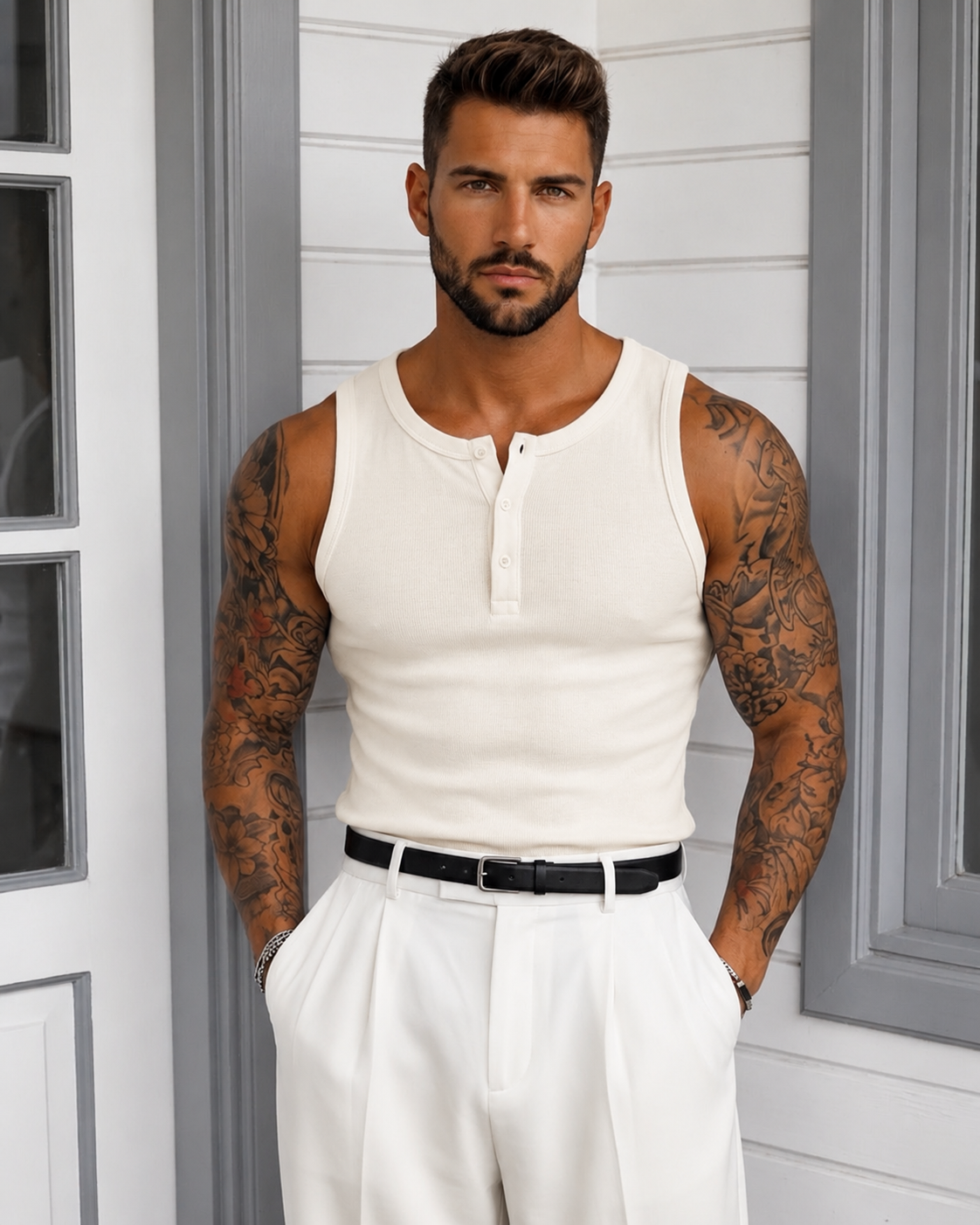 Essential Ribbed Tank Top – off-white / 0181