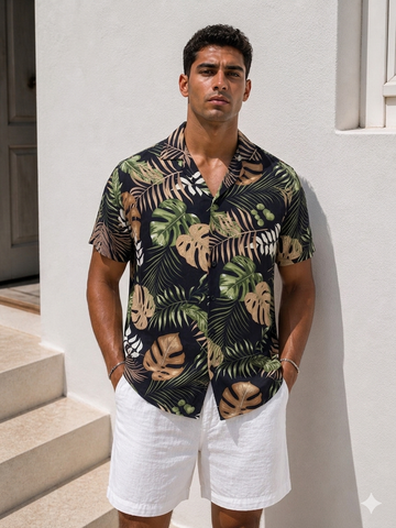Tropical Leaf Shirt – Midnight Jungle Edition 0192