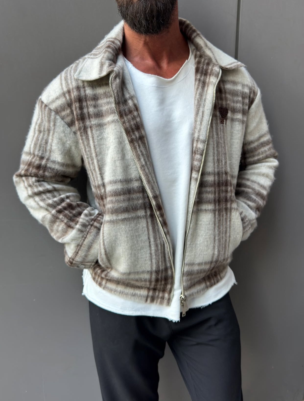 vintage cashmere jacket / White- 0054