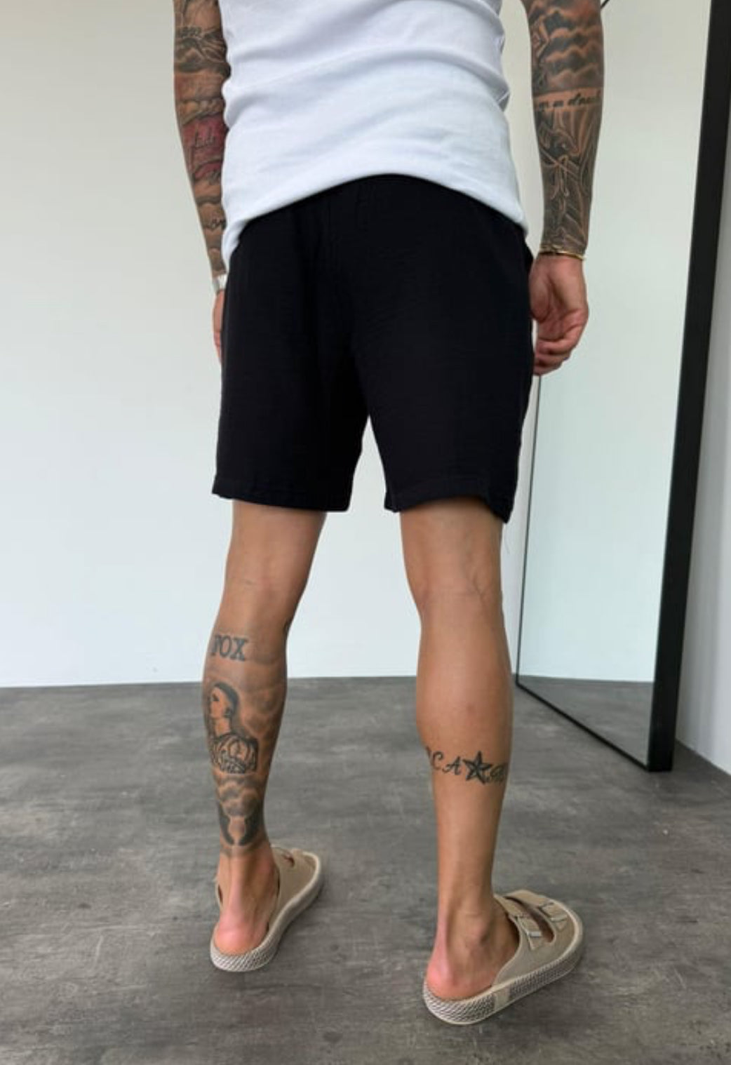 Muslin Fabric Linen Short - 002 - Balck