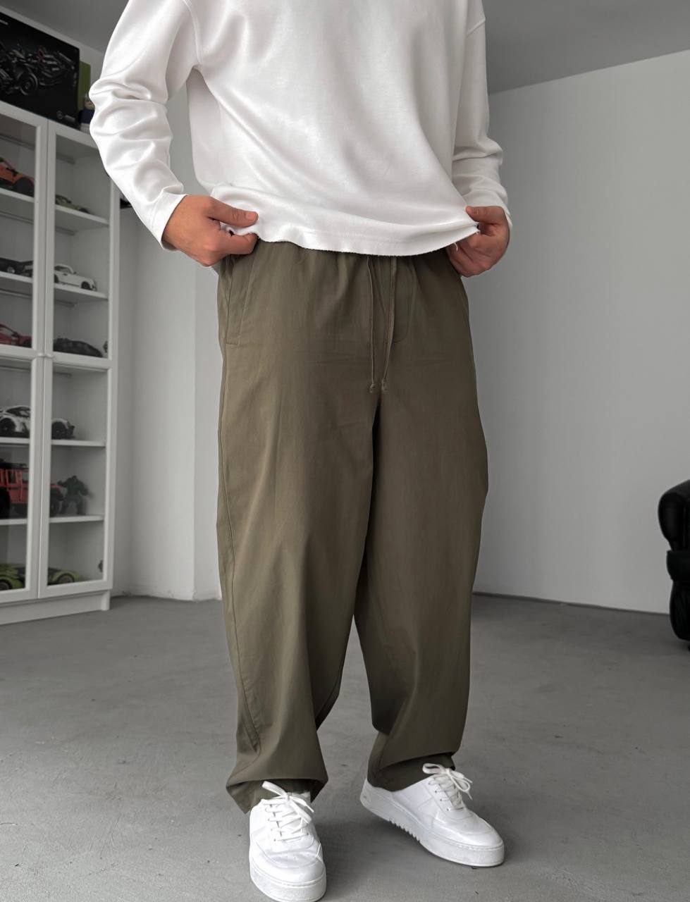 Relaxed Drawstring Summer Pants – Light brown 0125