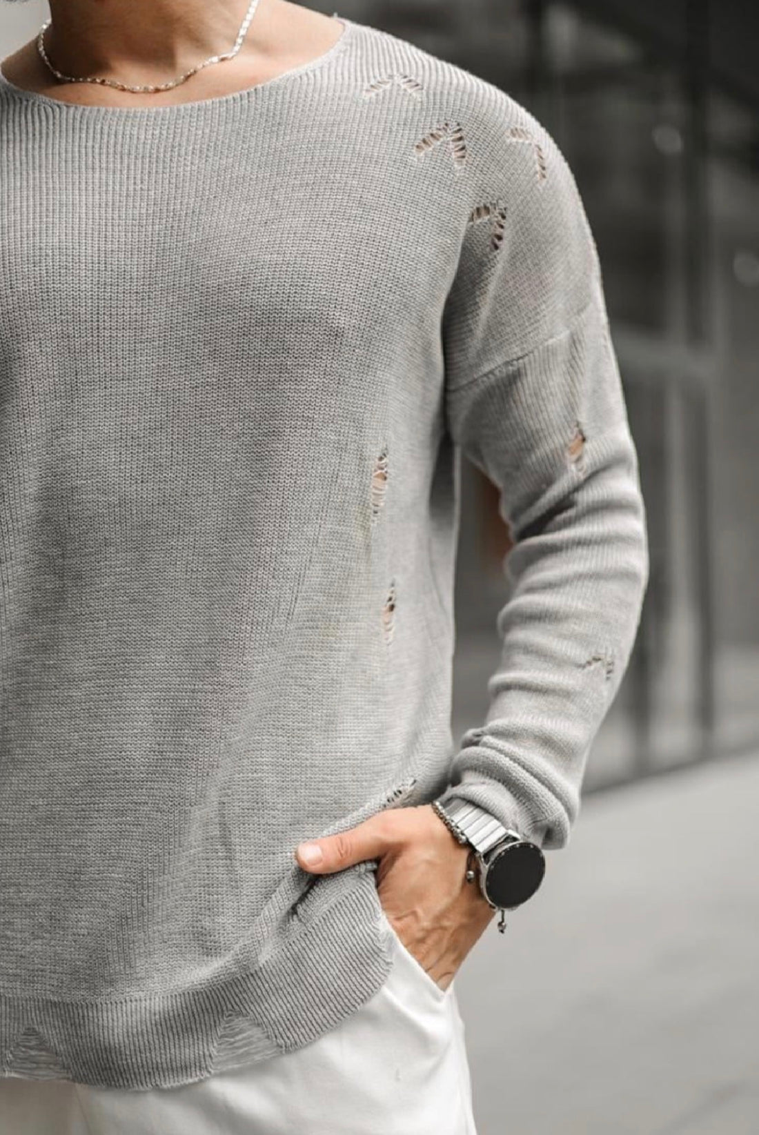 Knitwear oversized shirt - 0064 gray