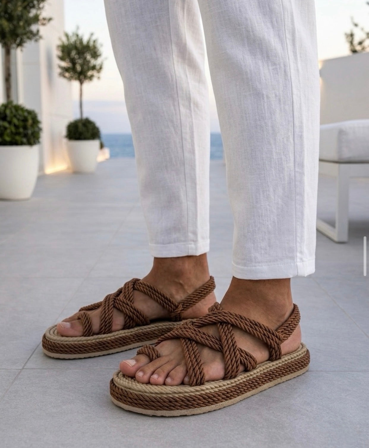 Rope Strap Summer Sandals – brown /0028