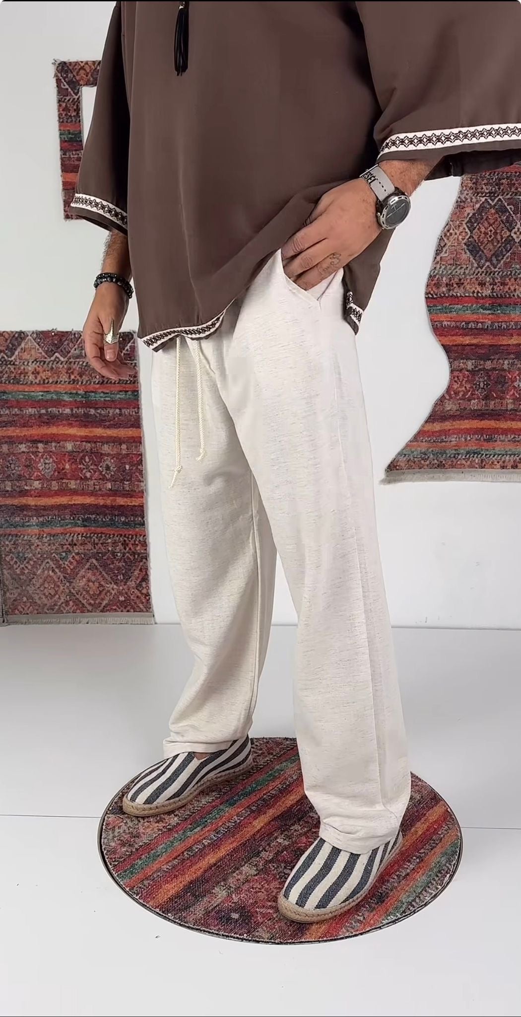 Relaxed Linen Jogger Pants – beige 0121