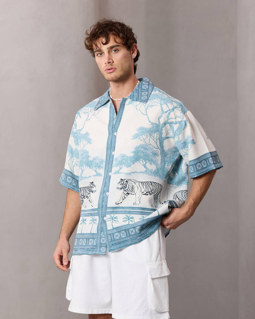 Printed Resort Shirt – Sky Blue Safari - 0122