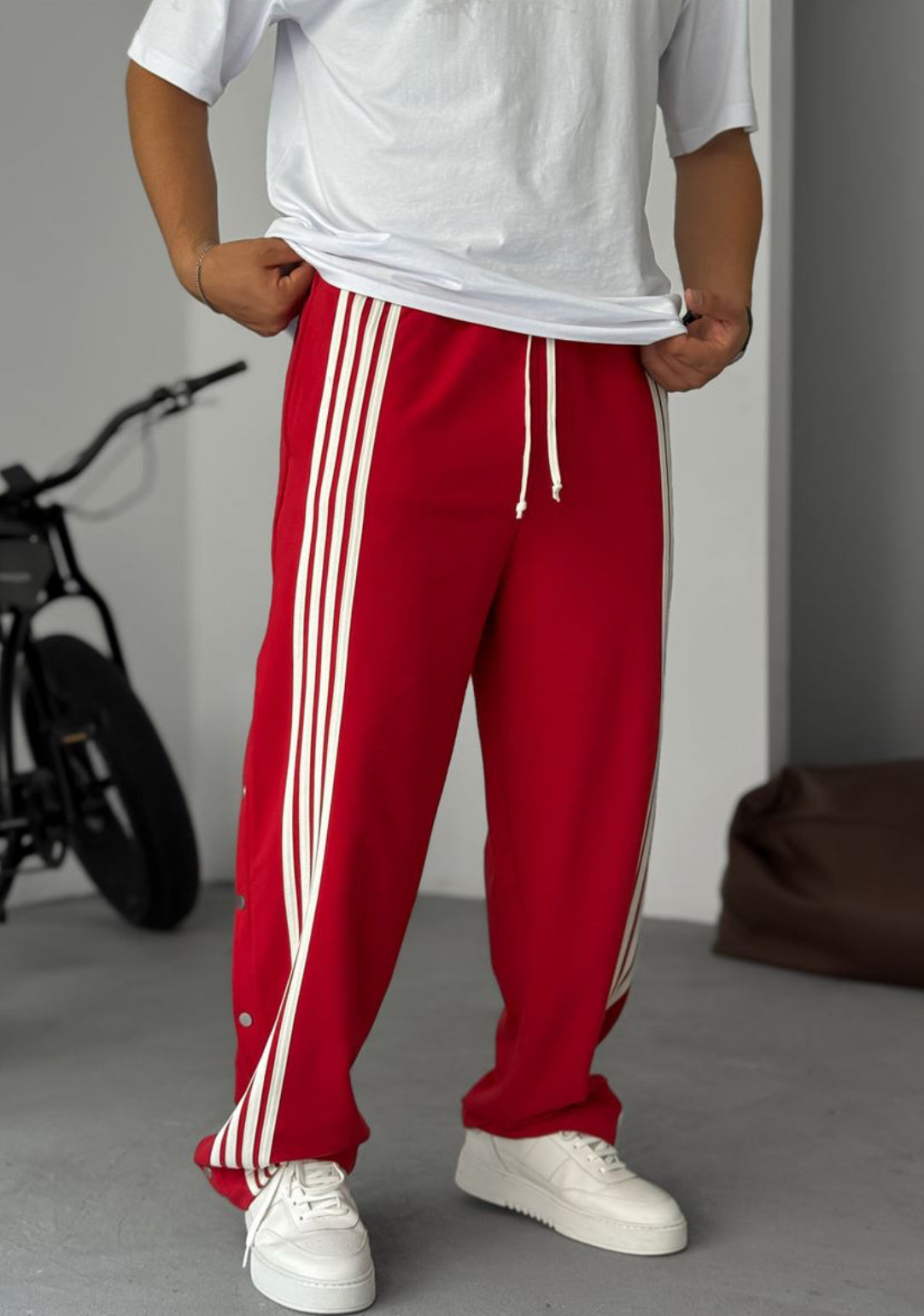 Stripped button detailed tracksuit - 0053