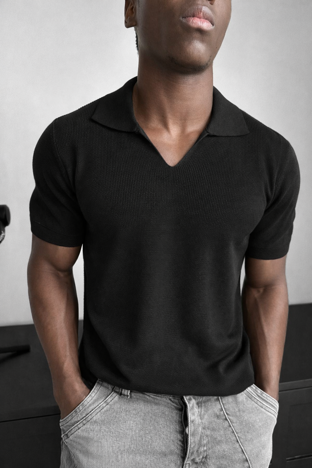 Premium Knit Polo – Classic Black / 0206