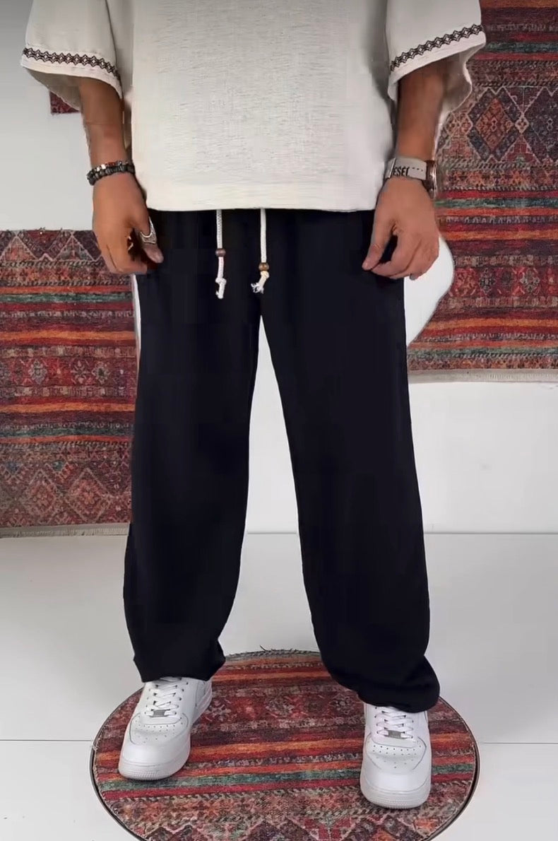 Relaxed Linen Jogger Pants – black 0120