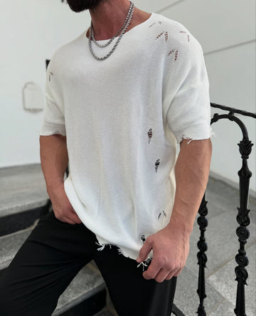 Cotton knitwear shirt -white - 0026