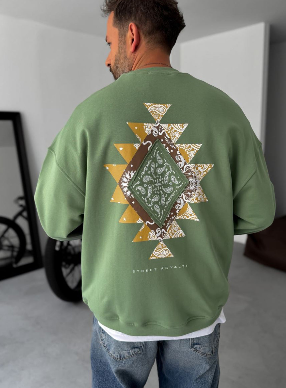 Cotton-sweatshirt / green 0051