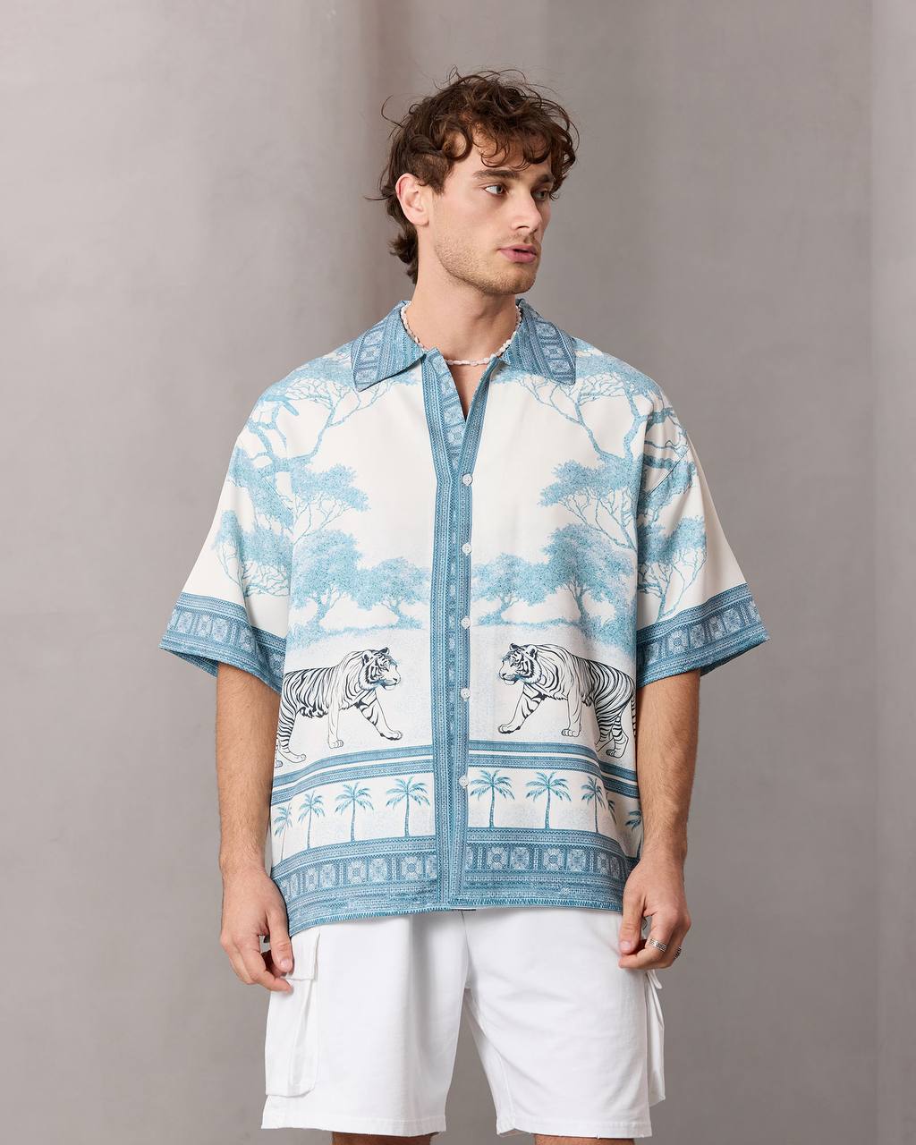 Printed Resort Shirt – Sky Blue Safari - 0122